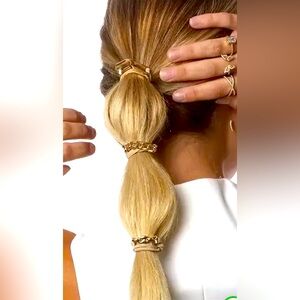 3PCS Vintage Elegant Alloy Hair Bows Set - Gold Hollow Metal Chain Hair